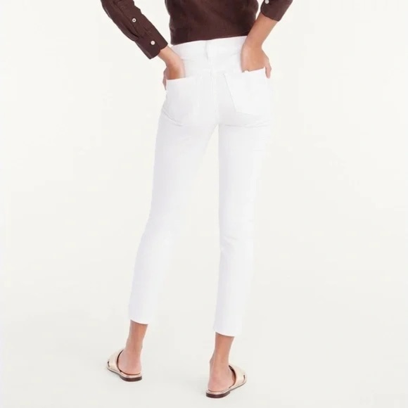 J. Crew 9" High Waisted Mid-Rise Toothpick Skinny Jean in White - Picture 6 of 7